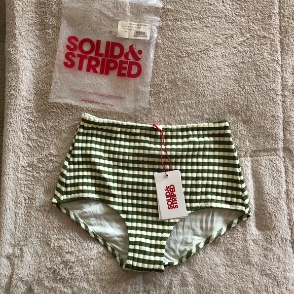 SOLID & STRIPED Other - Solid and Striped ‘Ginger’ Swim Bottom Green and Ivory XS